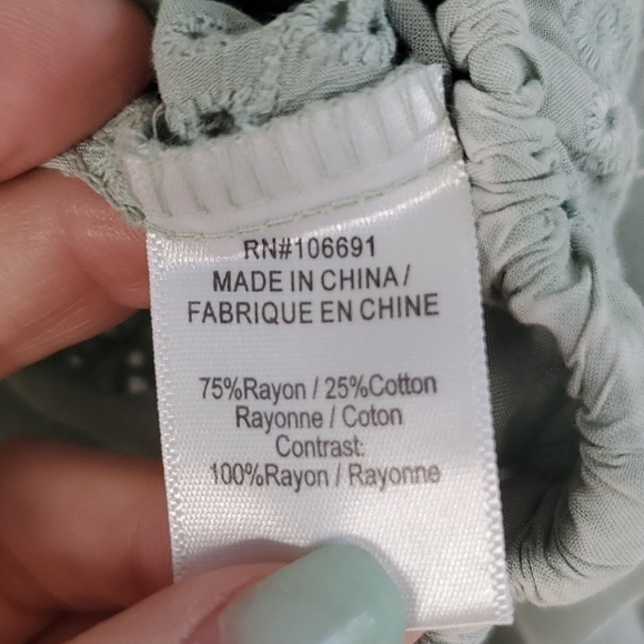 Young Fabulous Broke Potassium Green Tia Eyelet Wrap Kimono Sleeve Top - Picture 12 of 14